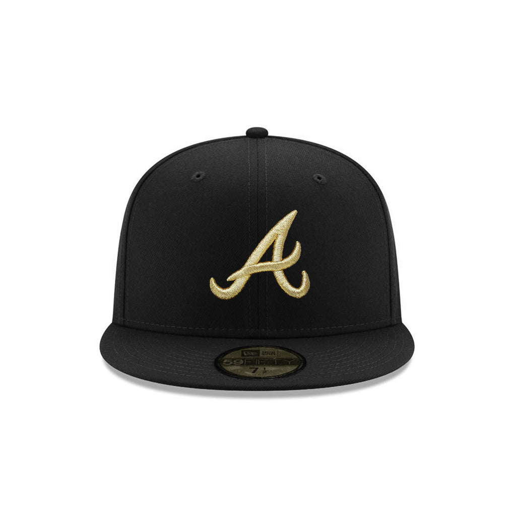 Atlanta Braves Black Gold Velcro All Over Patches 59Fifty Fitted