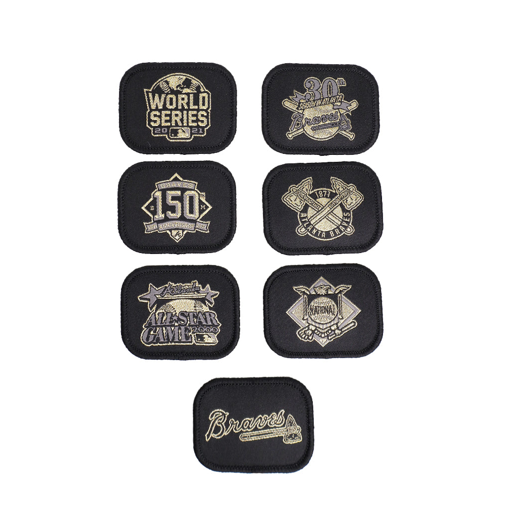 Atlanta Braves Black Gold Velcro All Over Patches 59Fifty Fitted