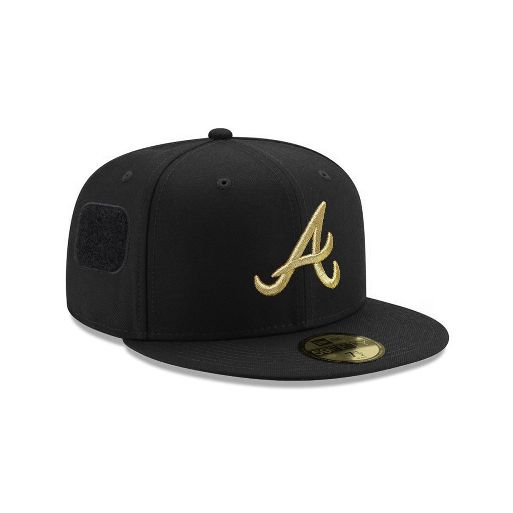 Atlanta Braves Black Gold Velcro All Over Patches 59Fifty Fitted