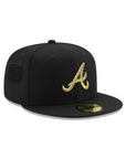 Atlanta Braves Black Gold Velcro All Over Patches 59Fifty Fitted