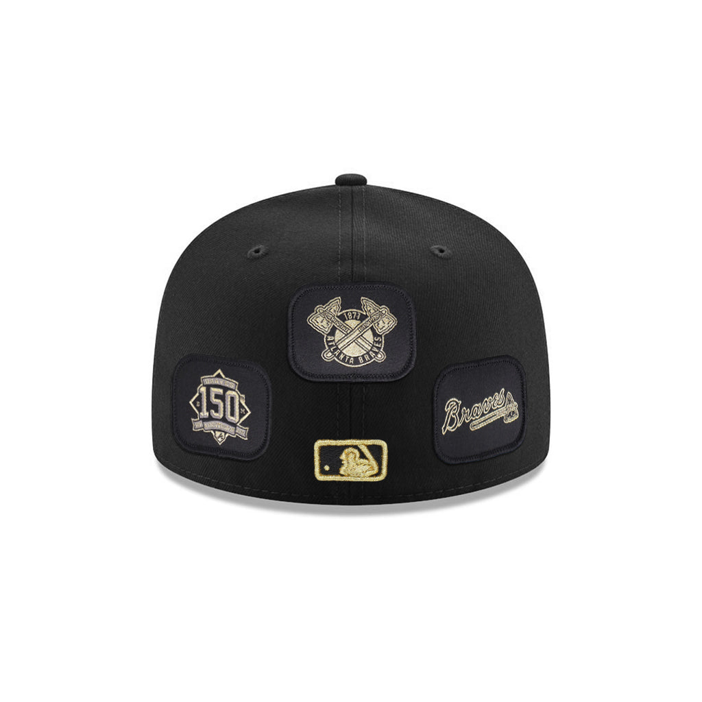 Atlanta Braves Black Gold Velcro All Over Patches 59Fifty Fitted