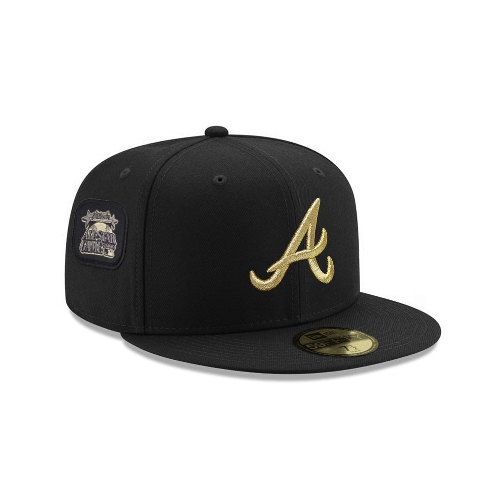 Atlanta Braves Black Gold Velcro All Over Patches 59Fifty Fitted