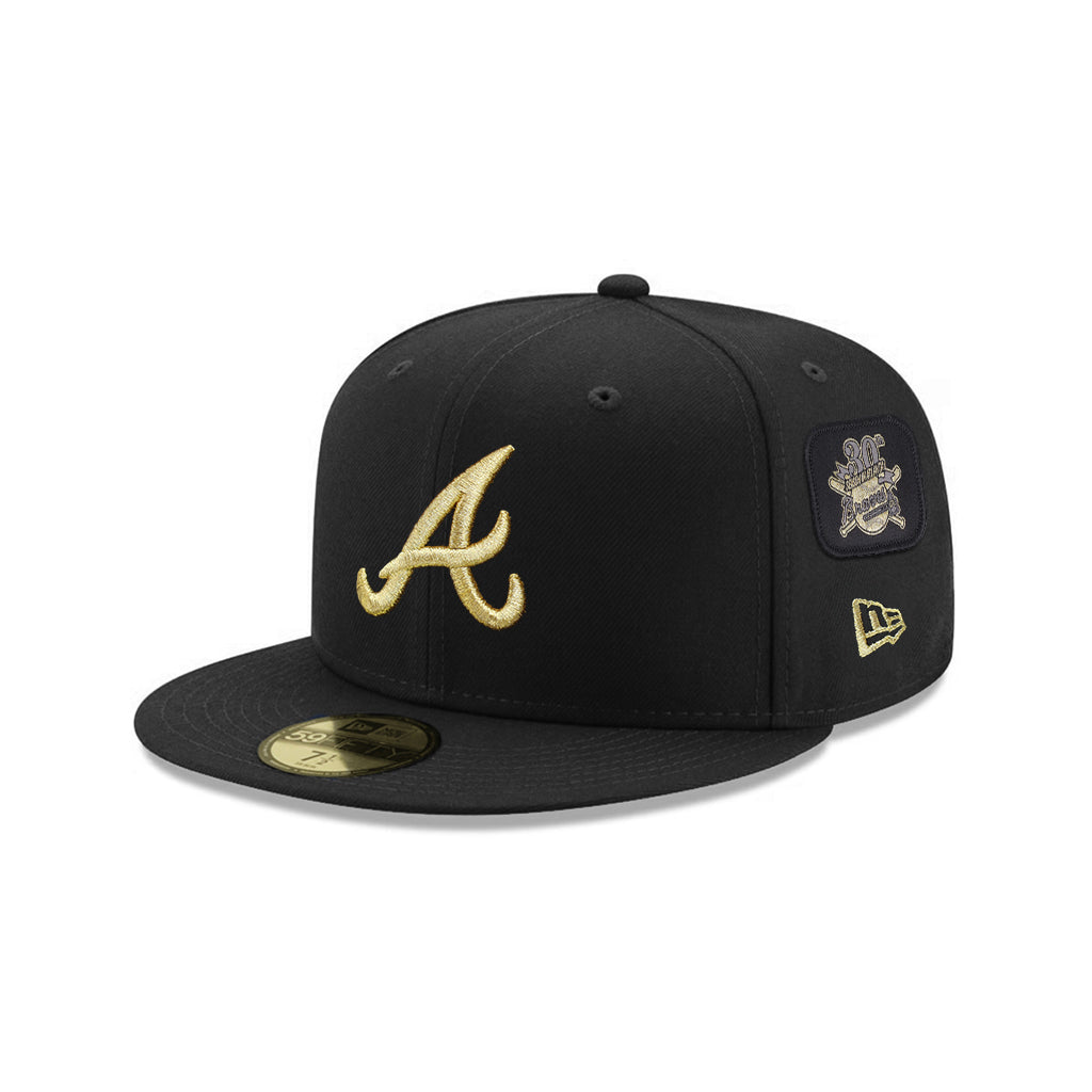 Atlanta Braves Black Gold Velcro All Over Patches 59Fifty Fitted