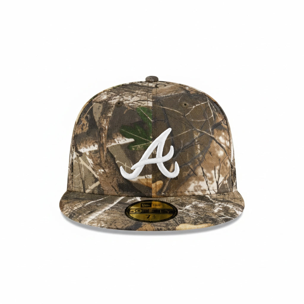 Atlanta Braves Real Tree On White 59Fifty Fitted