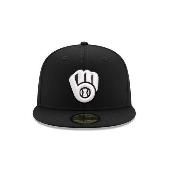 Milwaukee Brewers Black on White 59Fifty Fitted