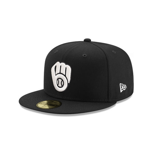 Milwaukee Brewers Black on White 59Fifty Fitted