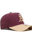 Oakland Athletics 9Forty A-Frame Moleskin Maroon Tan Snapback