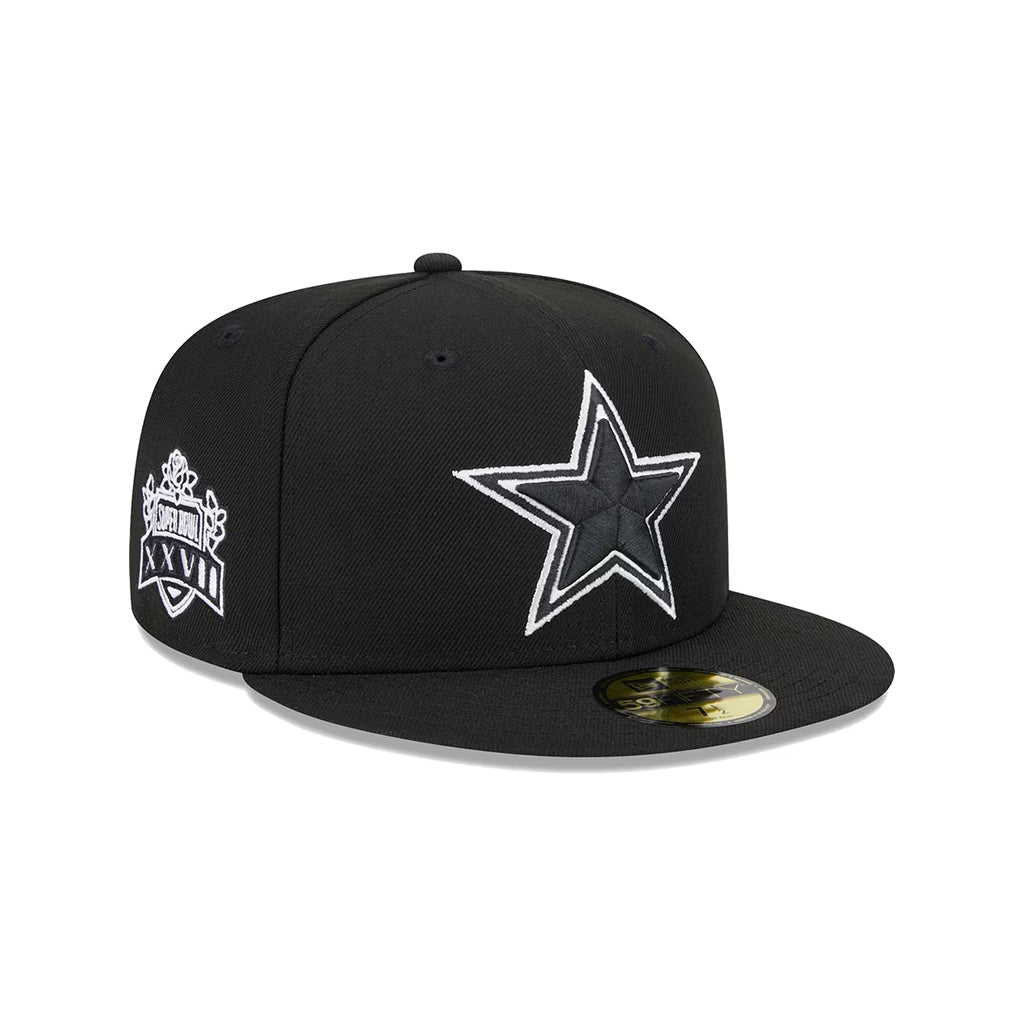 Dallas Cowboys Black On White Super Bowl XXVII 59Fifty Fitted
