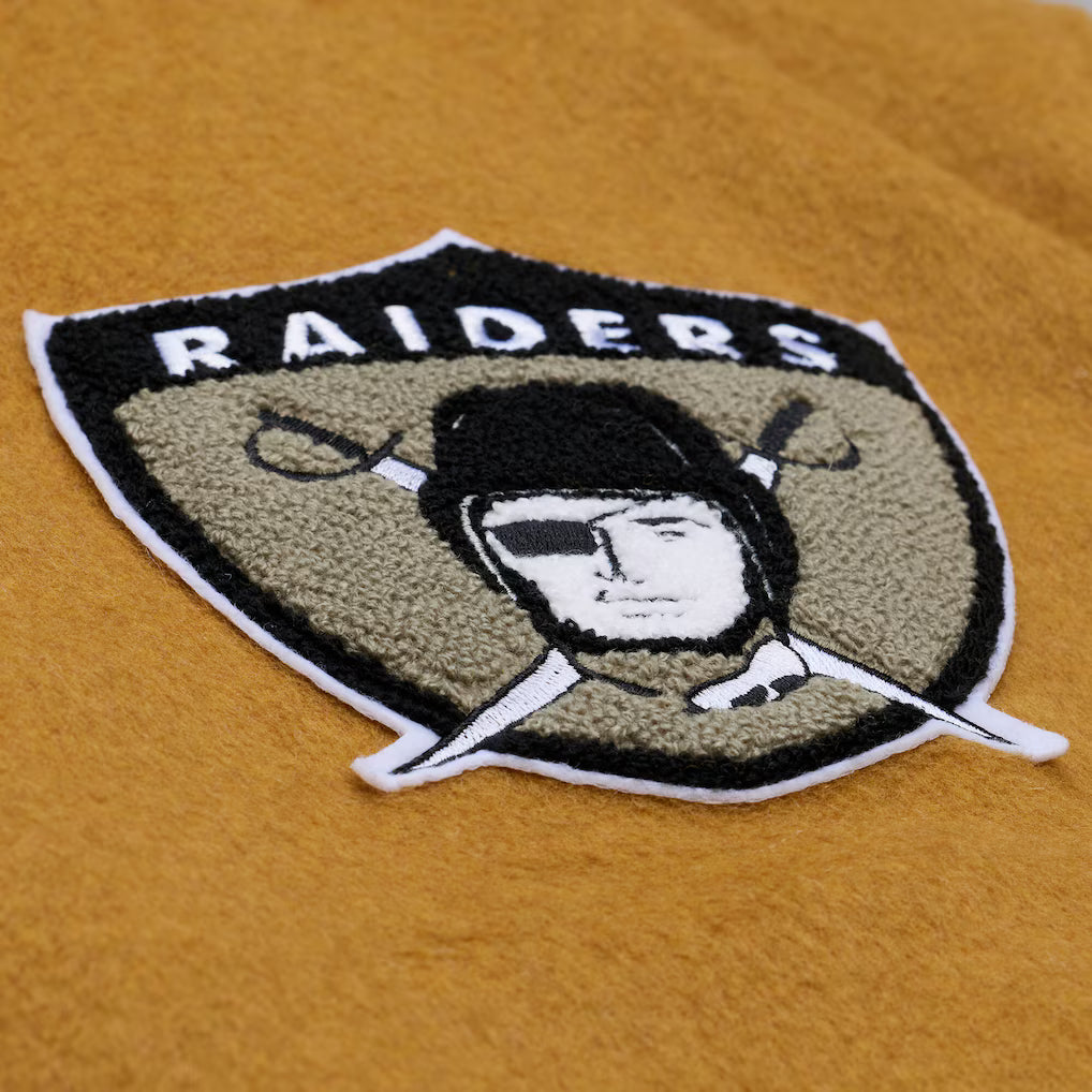 Oakland Raiders Brown Cream Dusted Collection Varsity Full-Snap Jacket