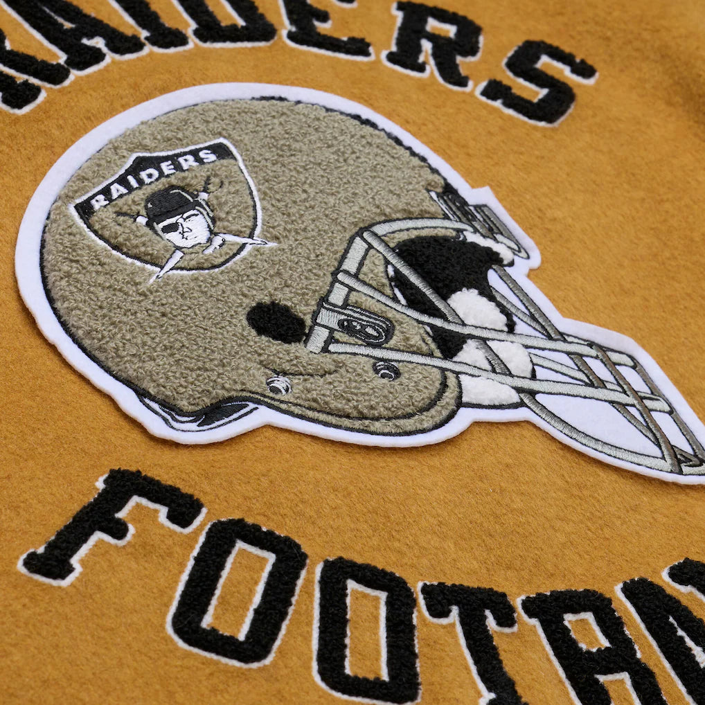 Oakland Raiders Brown Cream Dusted Collection Varsity Full-Snap Jacket