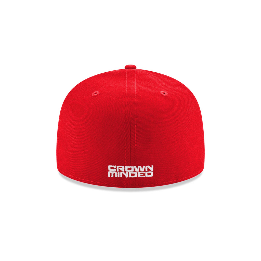 CrownMinded Scarlet Red On White 59Fifty Fitted