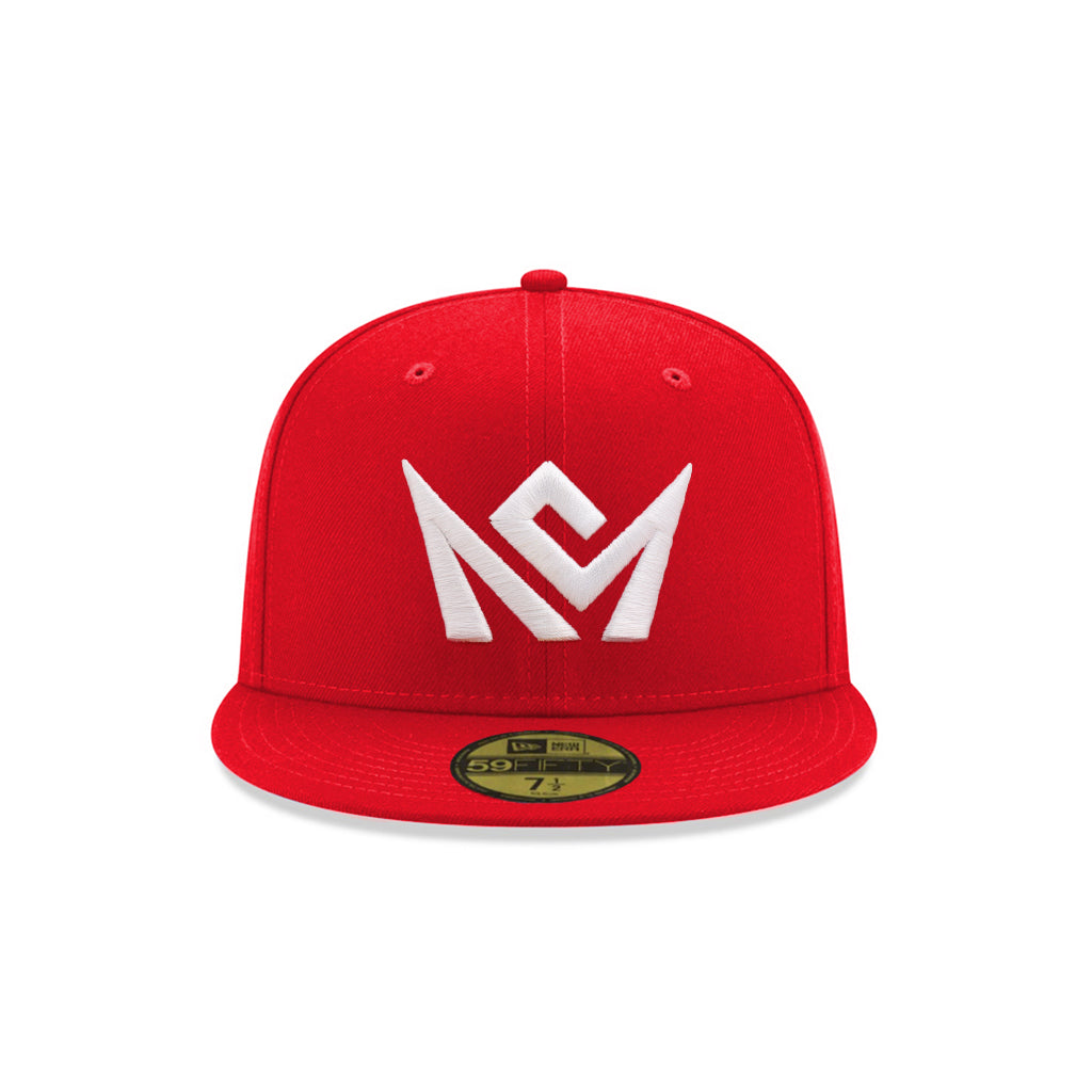 CrownMinded Scarlet Red On White 59Fifty Fitted