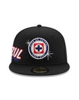 Mexico Cruz Azul Side Script Black Team 59Fifty Fitted