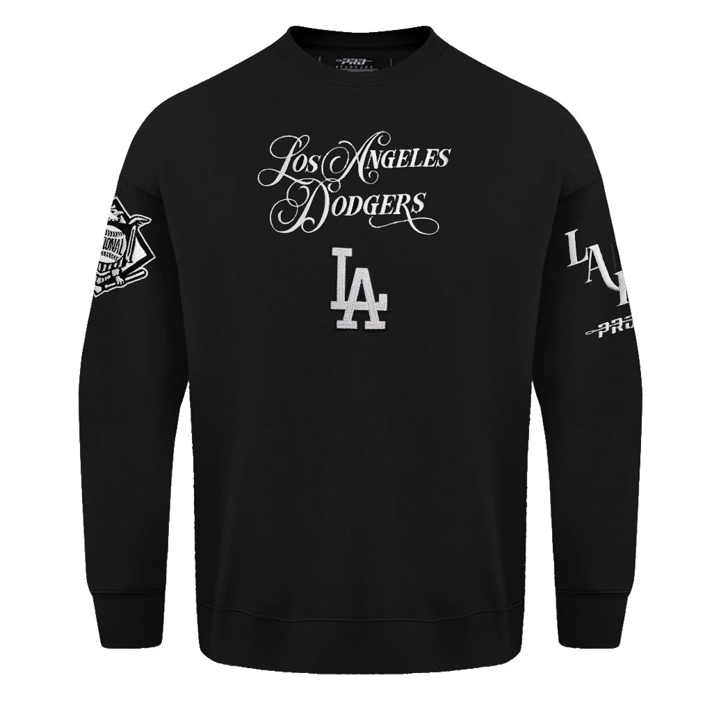 Pro Standard Los Angeles Dodgers Script Winners Circle Drop Shoulder Black Crewneck