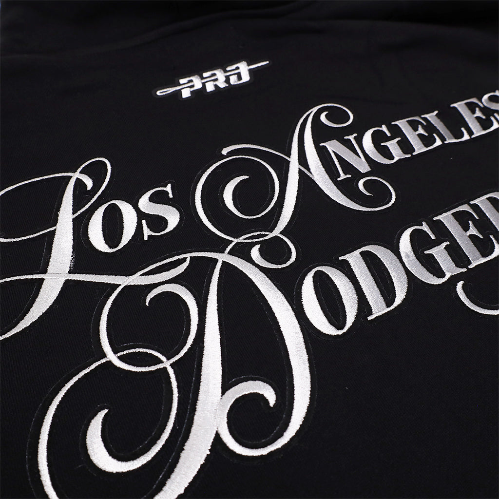 Pro Standard Los Angeles Dodgers Script Winners Circle Drop Shoulder Black Hoody