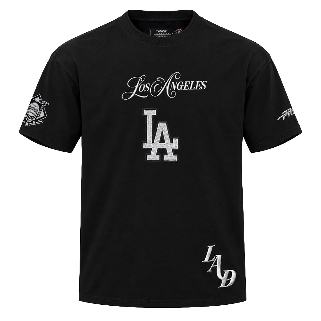 Pro Standard Los Angeles Dodgers Script Winners Circle Drop Shoulder Black Tee