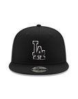 Los Angeles Dodgers Black On Black White Outline Gray Undervisor 9Fifty Snapback