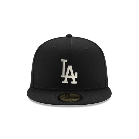 Los Angeles Dodgers Black on Chrome Metal Badge 59Fifty Fitted