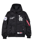 New Era X Alpha Industries Los Angeles Dodgers L-2B Hooded Bomber Jacket Black