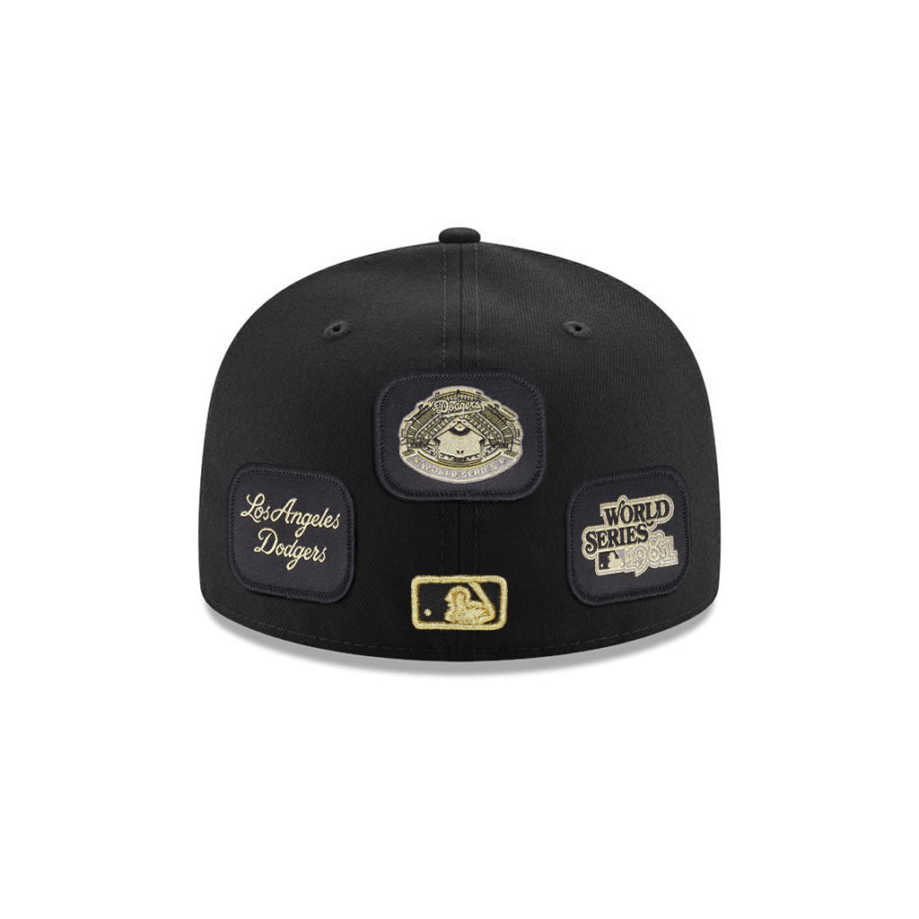 Los Angeles Dodgers Black Gold Velcro All Over Patches 59Fifty Fitted