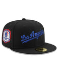 Los Angeles Dodgers Wordmark Black On Metallic Blue 1984 Olympic SP 59Fifty Fitted