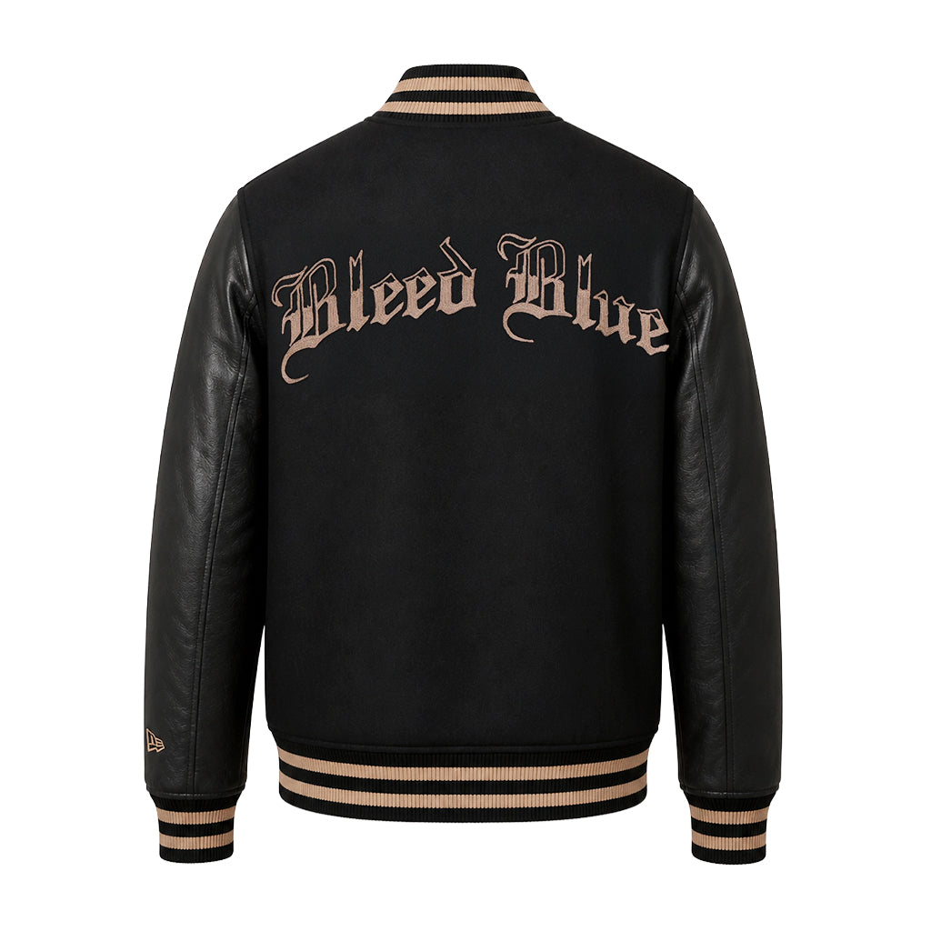 New Era Los Angeles Dodgers Bleeding Dodger Blue Heritage Black Varsity Jacket