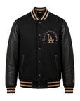 New Era Los Angeles Dodgers Bleeding Dodger Blue Heritage Black Varsity Jacket