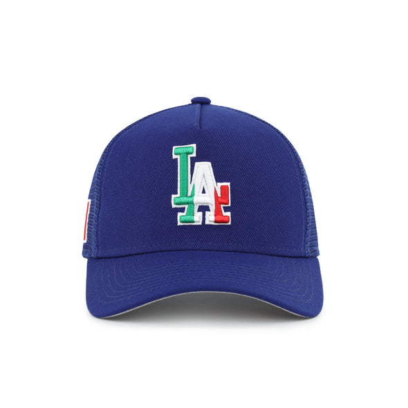 Los Angeles Dodgers Royal Mexico Flag SP 9Forty A-Frame Trucker Snapback