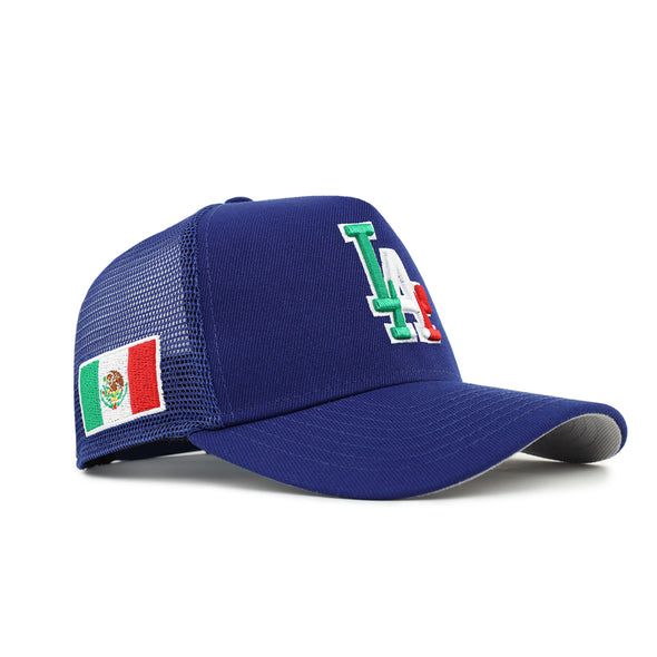 Los Angeles Dodgers Royal Mexico Flag SP 9Forty A-Frame Trucker Snapback