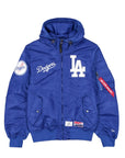 New Era X Alpha Industries Los Angeles Dodgers L-2B Hooded Bomber Jacket Royal