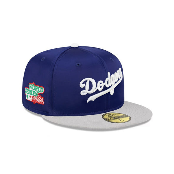 Los Angeles Dodgers Wordmark Satin Royal Gray 2 Tone 1981 World Series SP 59Fifty Fitted