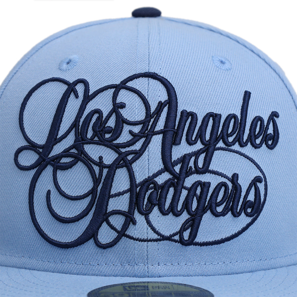 Los Angeles Dodgers Sky Blue Script Blue Heaven On Earth SP 59Fifty Fitted