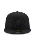 Los Angeles Dodgers Wordmark Script Black on Black MLB 59Fifty Fitted Hat