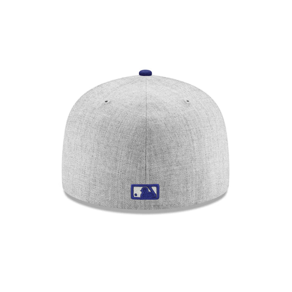 Los Angeles Dodgers Wordmark Script Heather Grey Royal MLB 59Fifty Fitted Hat