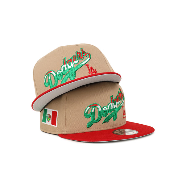 Los Angeles Dodgers Wordmark X Mexico Camel Red 2 Tone 9Fifty Snapback