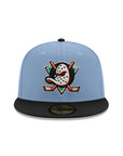 Anaheim Ducks Blue Black 2 Tone Alternate Wordmark Logo SP NHL 59Fifty Fitted