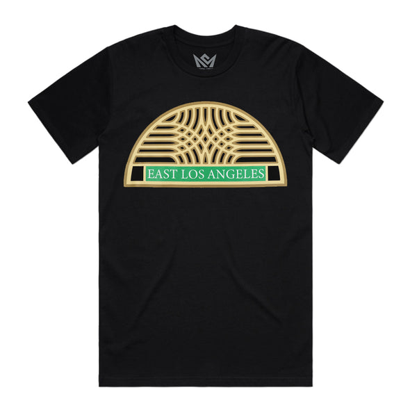 CrownMinded East Los Angeles Arch Black Gold Tee