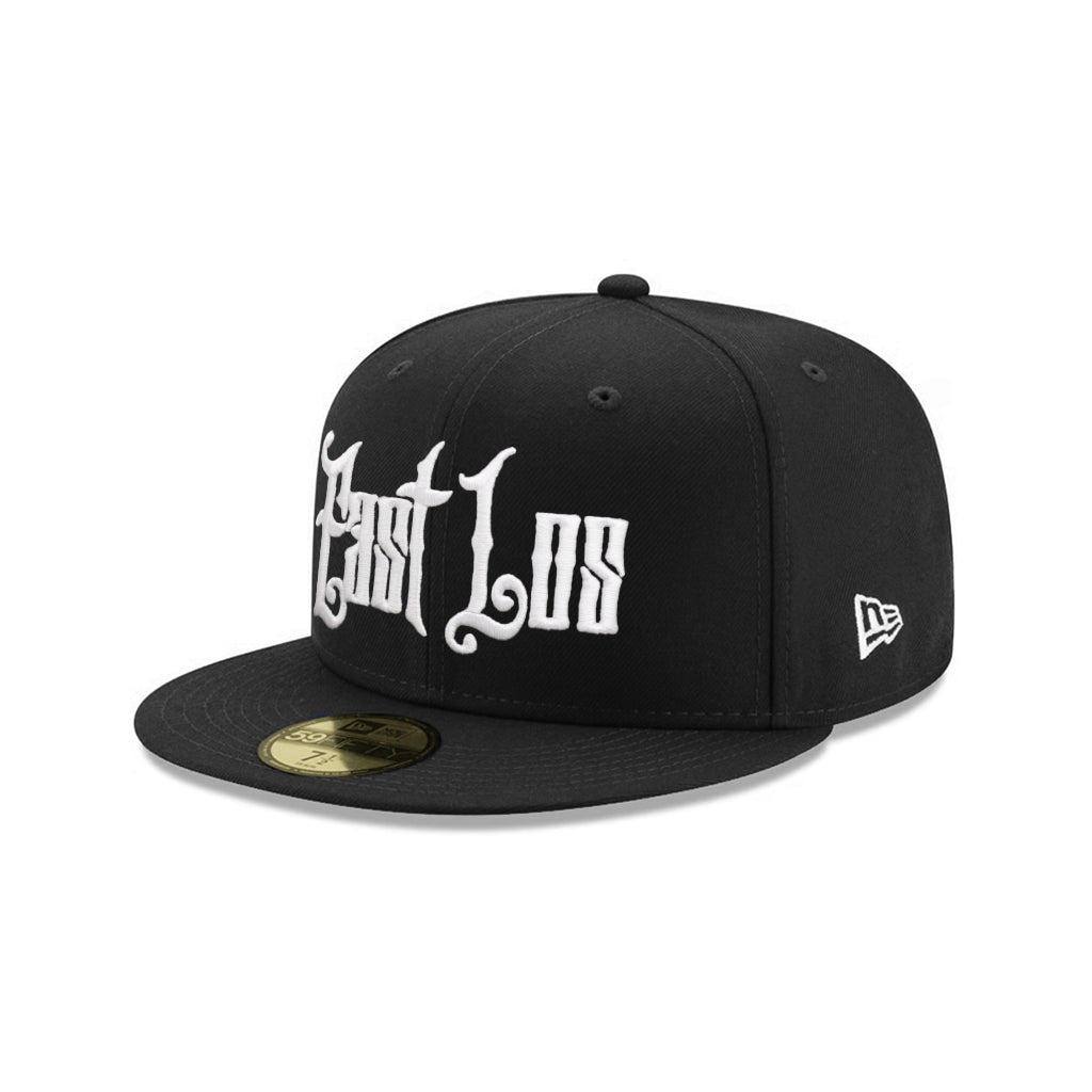 East Los Old English Graffiti Font Black on White 59Fifty Fitted