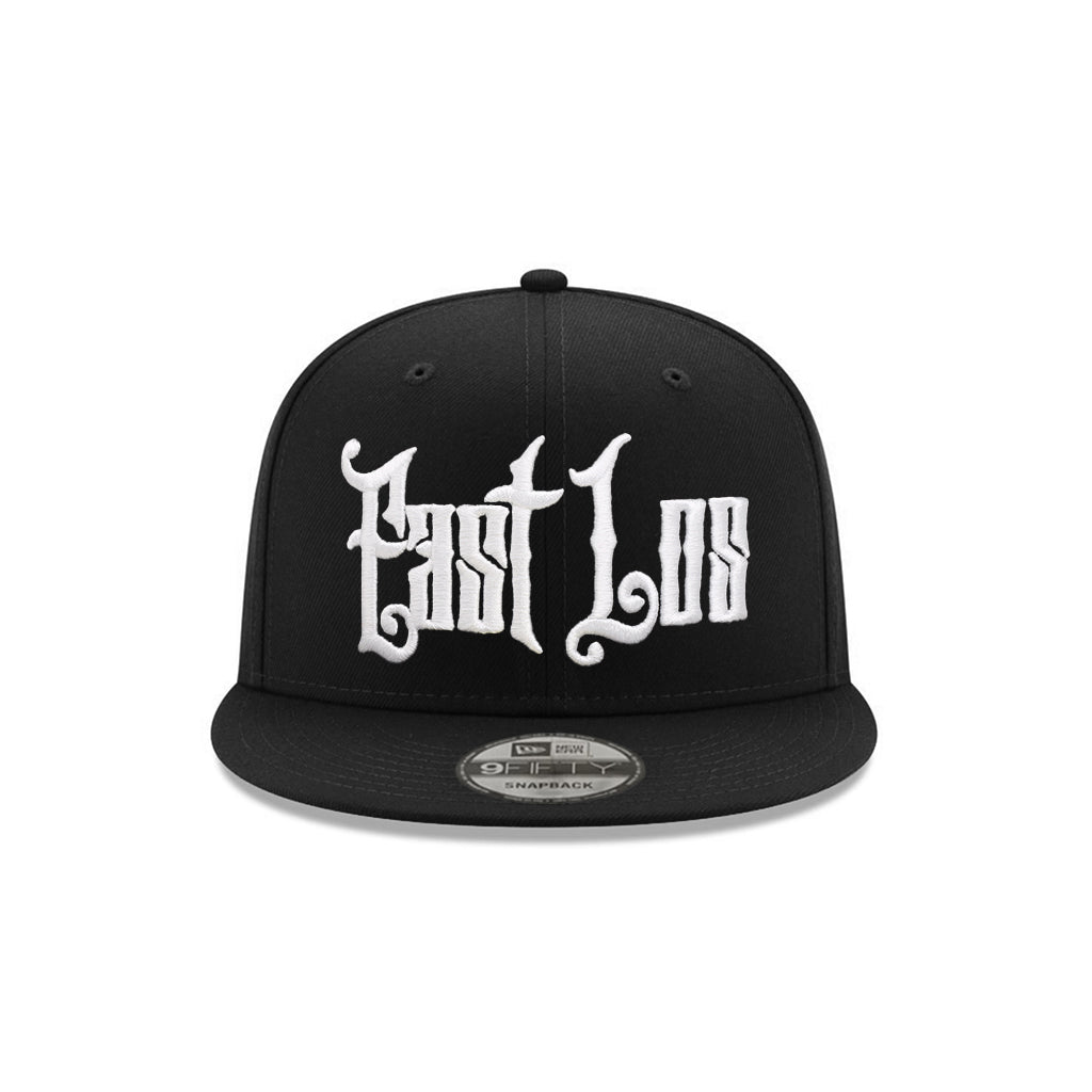 East Los Old English Graffiti Font Black on White 9Fifty Snapback