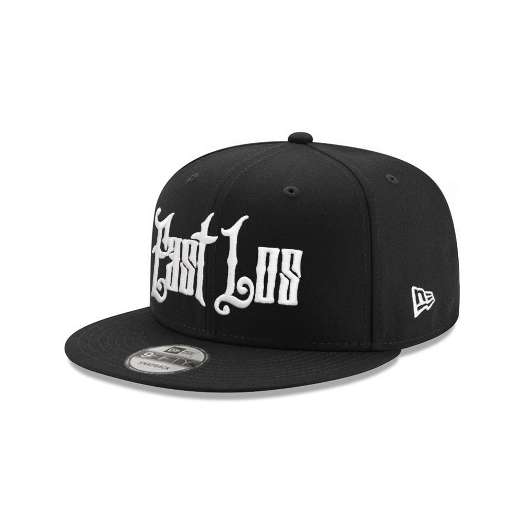 East Los Old English Graffiti Font Black on White 9Fifty Snapback