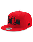 East Los Old English Graffiti Font Red on Black 9Fifty Snapback