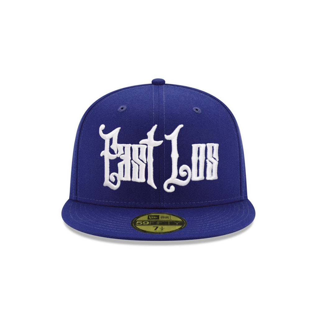 East Los Old English Graffiti Font Royal on White 59Fifty Fitted