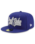 East Side Old English Graffiti Font Royal on White 59Fifty Fitted