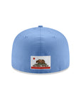 back of the blue lowrider hat showing the California flag