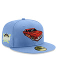 Birdseye Blue Grizzlies hat with a red classic car on the front panels and a lowrider side patch
