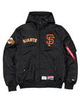 New Era X Alpha Industries San Francisco Giants L-2B Hooded Bomber Jacket Black