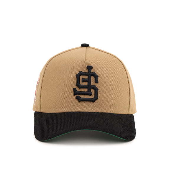 San Francisco Giants Upside Down Khaki Black Corduroy 2 Tone 50th Anniversary SP 9Forty A-Frame Snapback