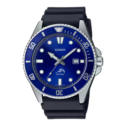 Casio Black Resin Band Blue Dial Analog Watch
