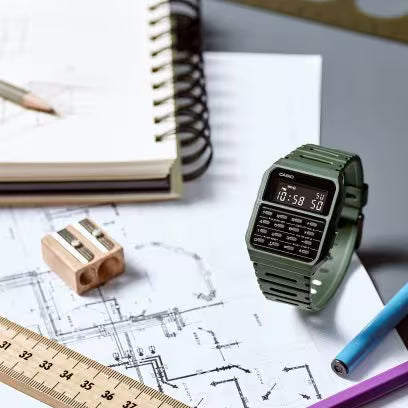 Casio Vintage Calculator Green Watch