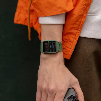 Casio Vintage Calculator Green Watch